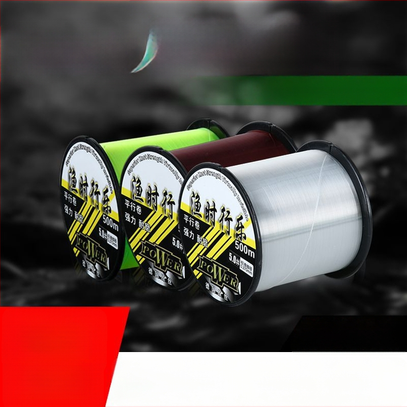 Найлонова главна линия с подлиния, 500 м, износоустойчива, супер мека, антизавъртане, риболовна линия