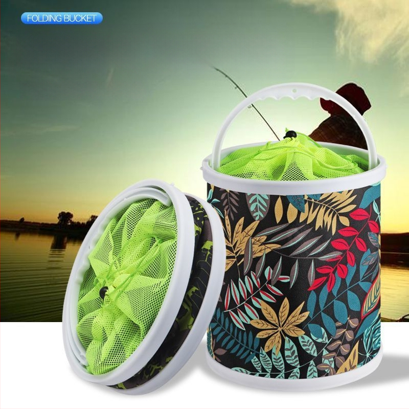 Sulankstomas nešiojamas vandens kibiras lauko naudojimui, žvejybai ir automobilio plovimui, daugiafunkcis