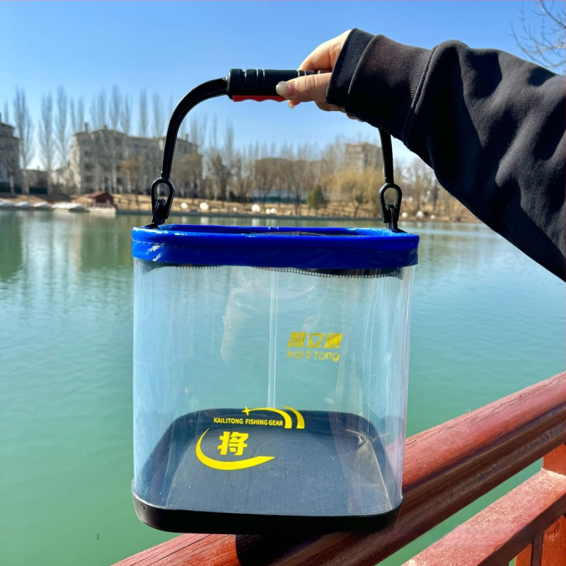 Skaidrus EVA žuvų kibiras, sulankstomas ir nešiojamas, tinkamas gyvoms žuvims, 400 g