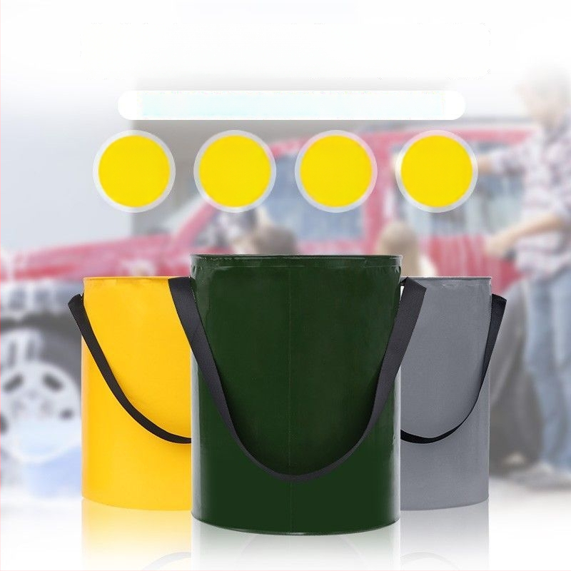 Sulankstomas lauko vandens kibiras – didelės talpos, sustiprinta konstrukcija, tinkamas žvejybai, automobilių plovimui ir kempingui (Medžiaga: Drobė; Svoris: Kita)