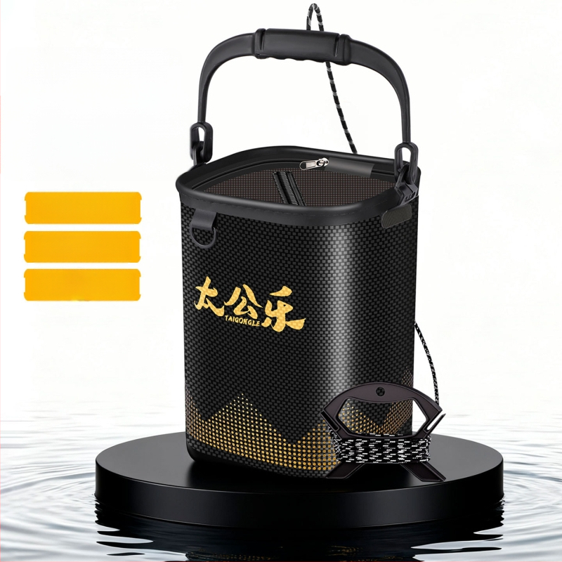 Gyvoms žuvims skirtas vandens kibiras su integruota prieššokinėjimo tinklu, viengubė EVA forma, iškilus dizainas