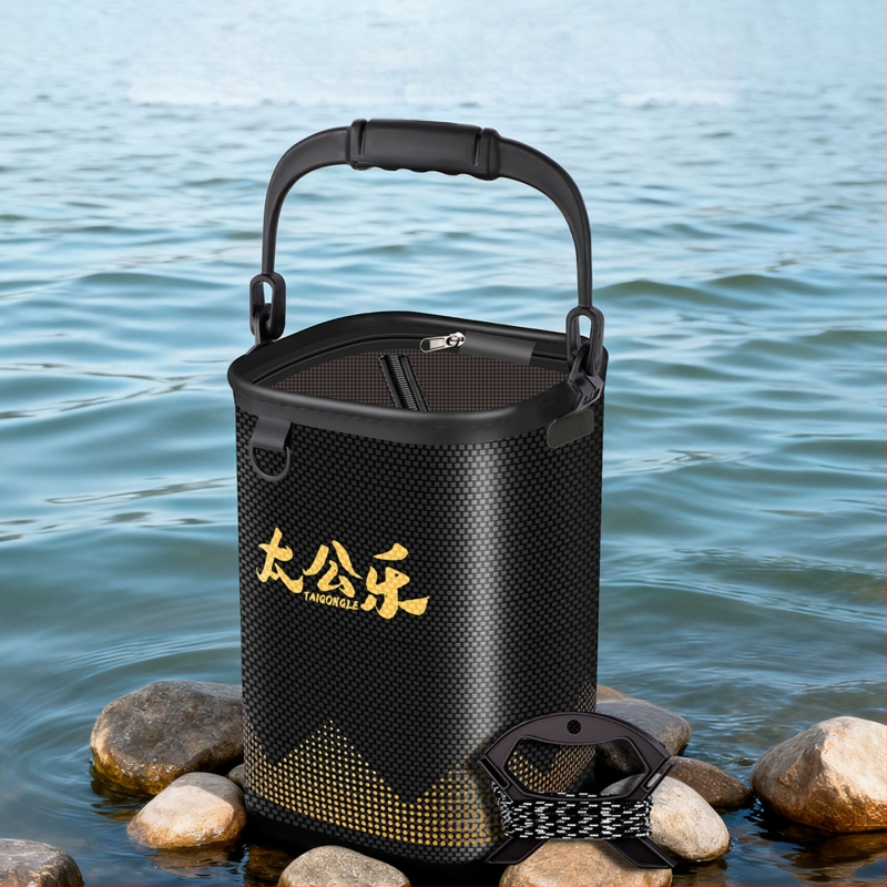 Gyvoms žuvims skirtas vandens kibiras su integruota prieššokinėjimo tinklu, viengubė EVA forma, iškilus dizainas