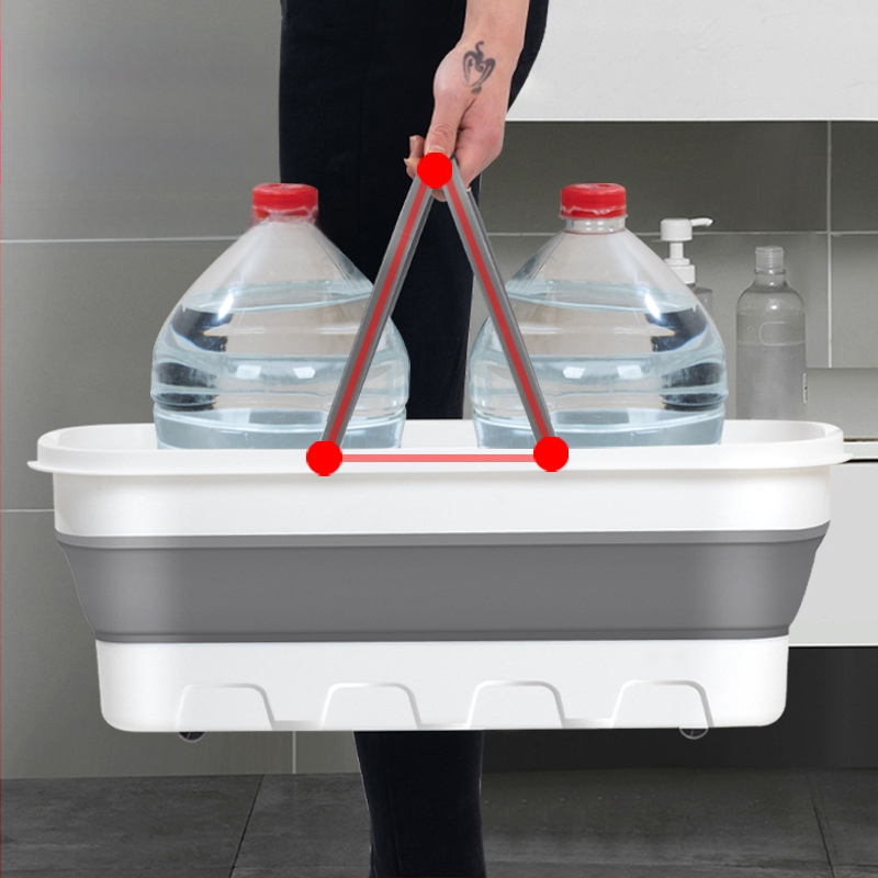 Plastikinis sulankstomas kvadrato formos kibiras automobilių plovimui ir žvejybai