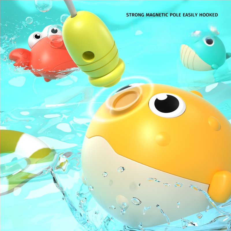 Баня-играчка за риболов: светли животни с магнитна пръчка за всмукване – пластмаса, за деца 3–6 години