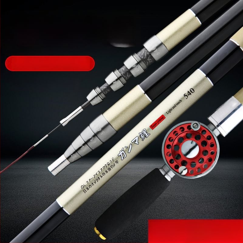 Žvejybos lazda su ratukais, daugiafunkcinė, priekine metimo lazdelė, didelio anglies pluošto