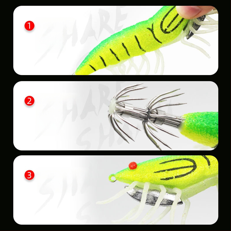 Kalmarų kabliukas jūrų žvejybai su šviesos fluorescencijos efektu — Prekės ženklas SHARESHARK | Medžiaga: Consulting