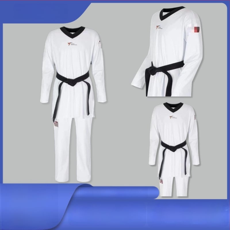 Taekwondo egyenruha gyerekeknek és felnőtteknek, hosszú ujjú felső és nadrág, négyirányú nyújthatóságú edzőruha