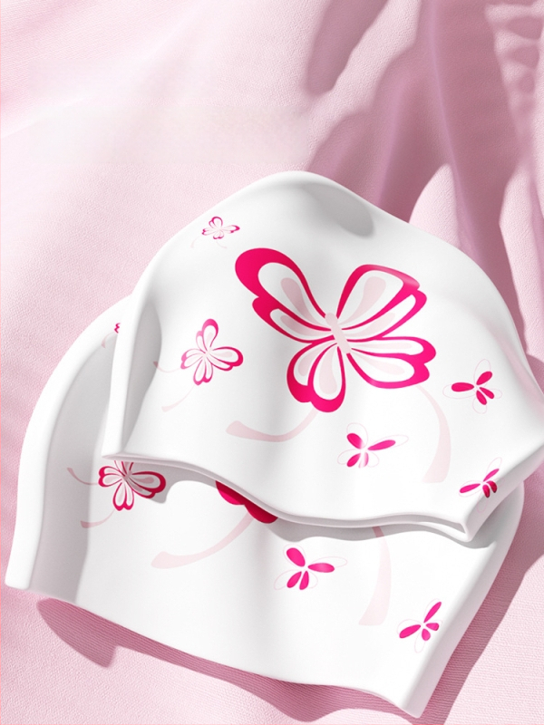 Водоустойчива силиконова плувна шапка за възрастни жени, удобна за дълга коса, с принт