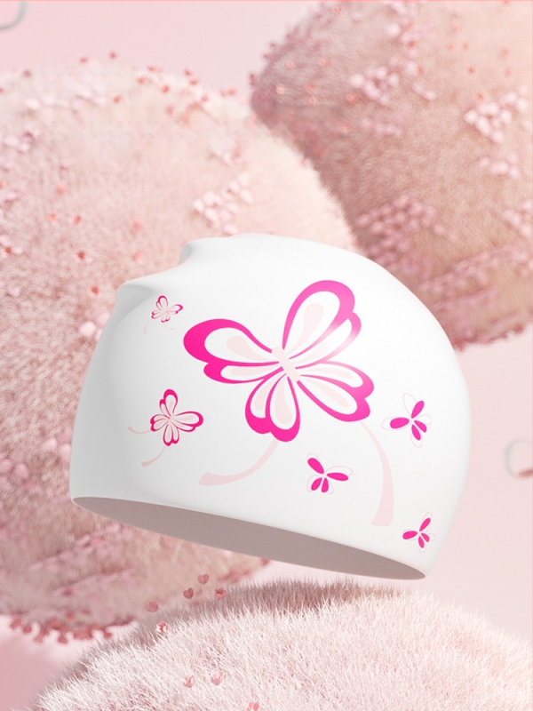 Водоустойчива силиконова плувна шапка за възрастни жени, удобна за дълга коса, с принт