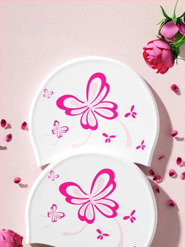 Водоустойчива силиконова плувна шапка за възрастни жени, удобна за дълга коса, с принт