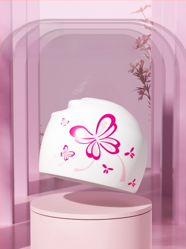 Водоустойчива силиконова плувна шапка за възрастни жени, удобна за дълга коса, с принт