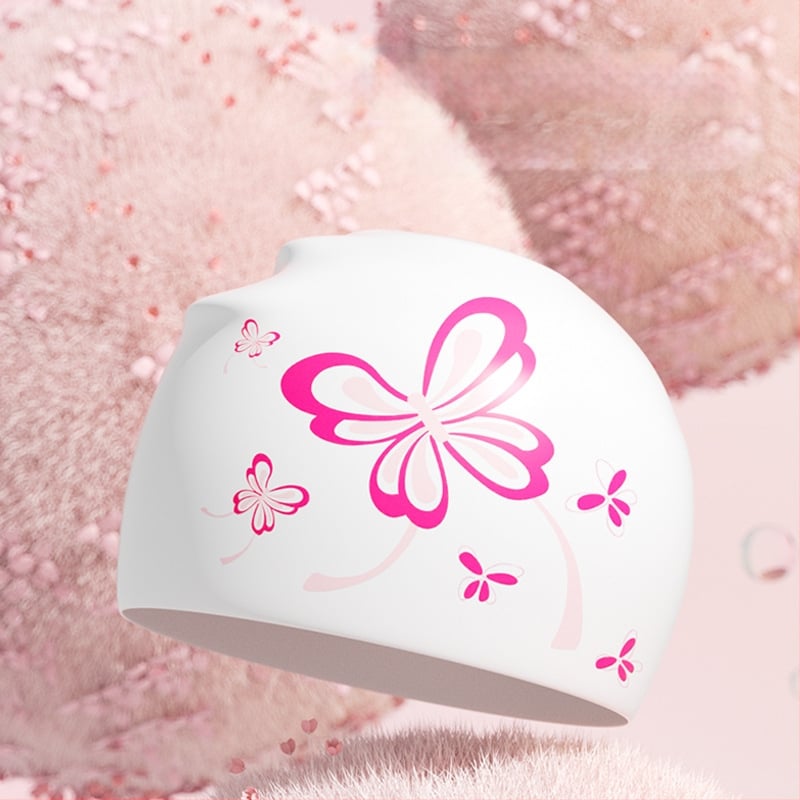 Водоустойчива силиконова плувна шапка за възрастни жени, удобна за дълга коса, с принт