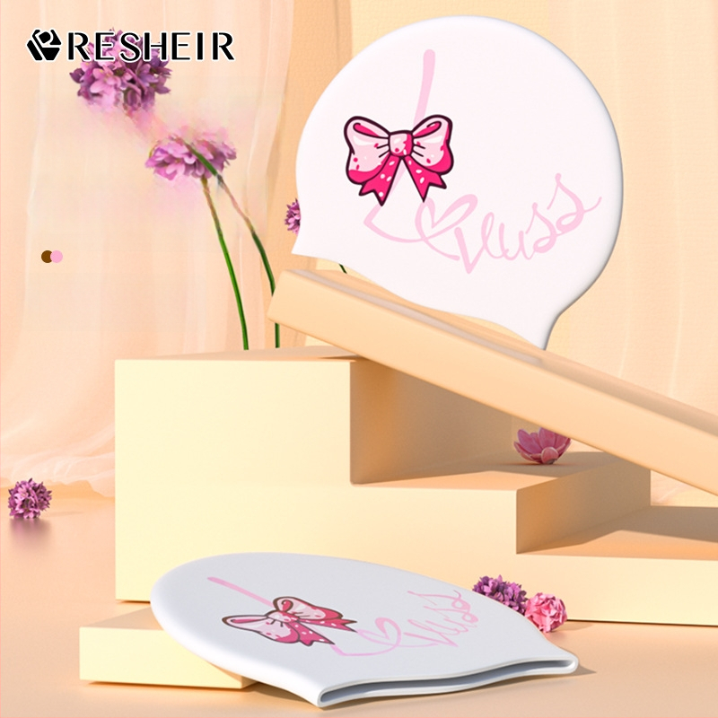 Ruishier силиконова шапка за плуване за възрастни, модел с принт, за плуване