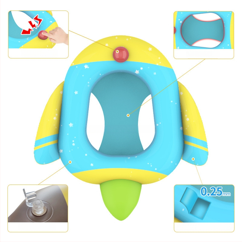 Raketės formos vaikų plūduras, aplinkai draugiškas PVC, 0,25 mm storis, vienos spalvos raštas, tinkamas plaukiojimui ir vandens vaikščiojimui