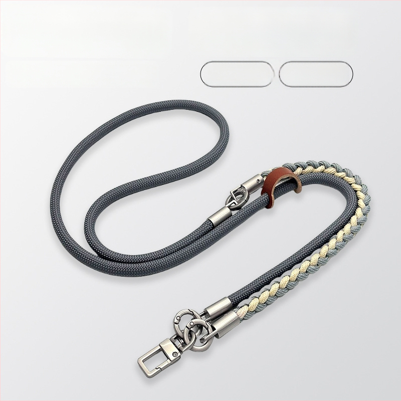 Телефонна каишка за през врата – три в едно: кръстосано носене, ръчно преплетено полиестерно въже, регулируема дължина, унисекс дизайн