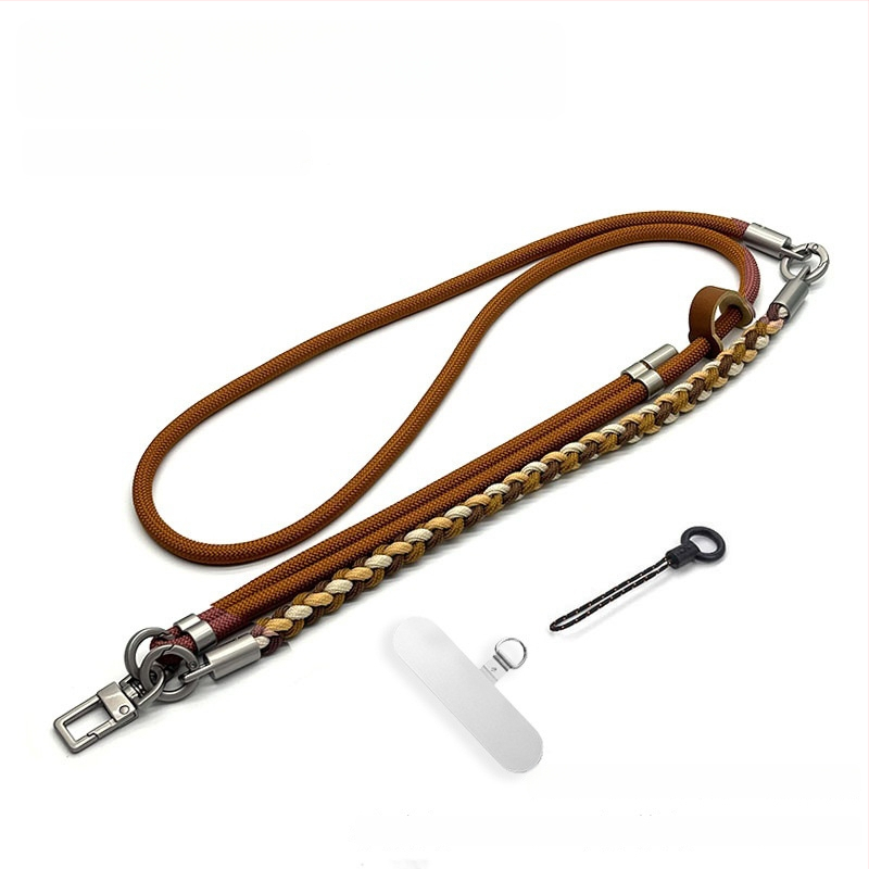 Телефонен шнур за мобилен телефон - ръчно преплетено полиестерно въже, регулируем през врата, унисекс, метална катарама, персонализация