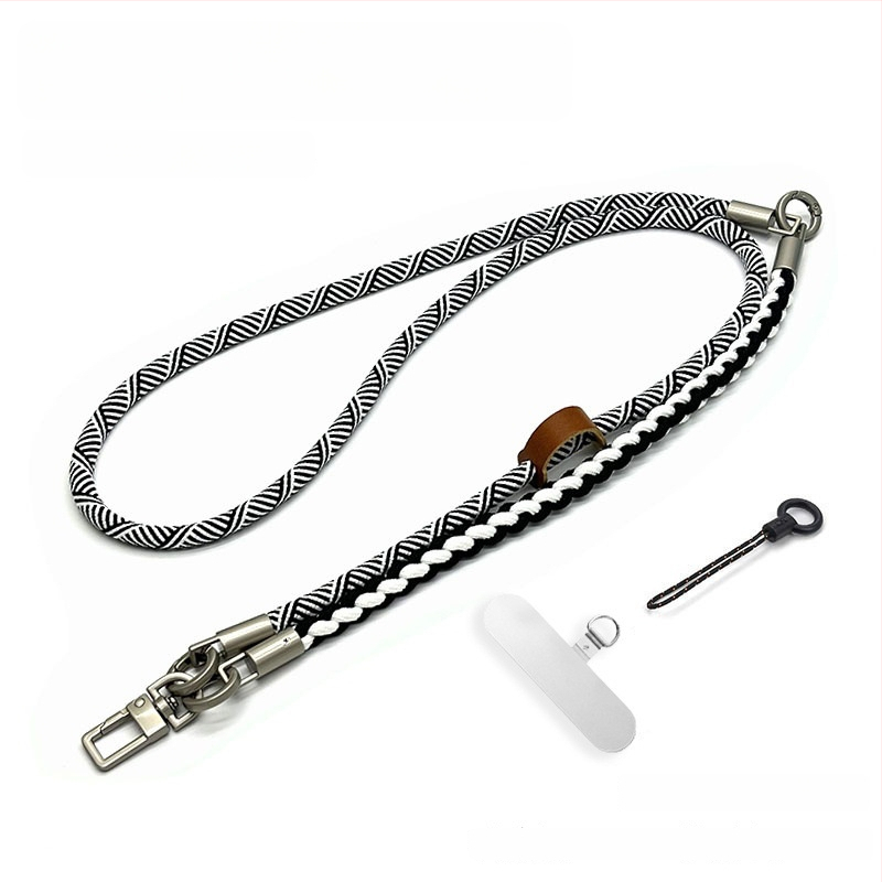 Телефонна каишка за през врата — Плетена полиестерова връзка, Метална катарама, Персонализируема, Унисекс