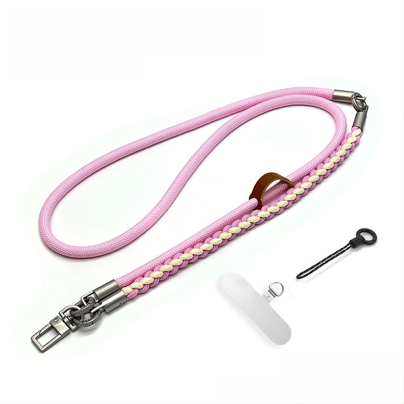 Ланярд за мобилен телефон, ръчно плетено полиестерно въже, кръстосано през тялото дизайн, регулируема дължина за врата, метална катарама, възможност за печат на лого