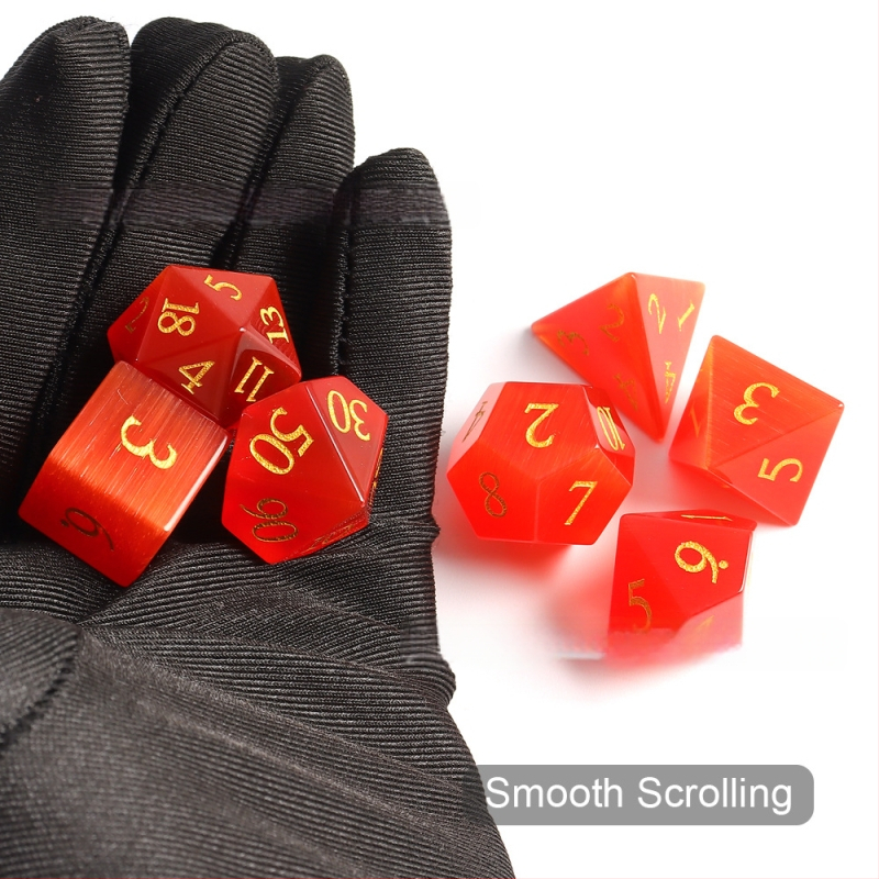 Xiping полиедрични зарове с котешко око, 7 части комплект за Dungeons & Dragons, материал: котешко око, произход: Wuzhou, Guangxi