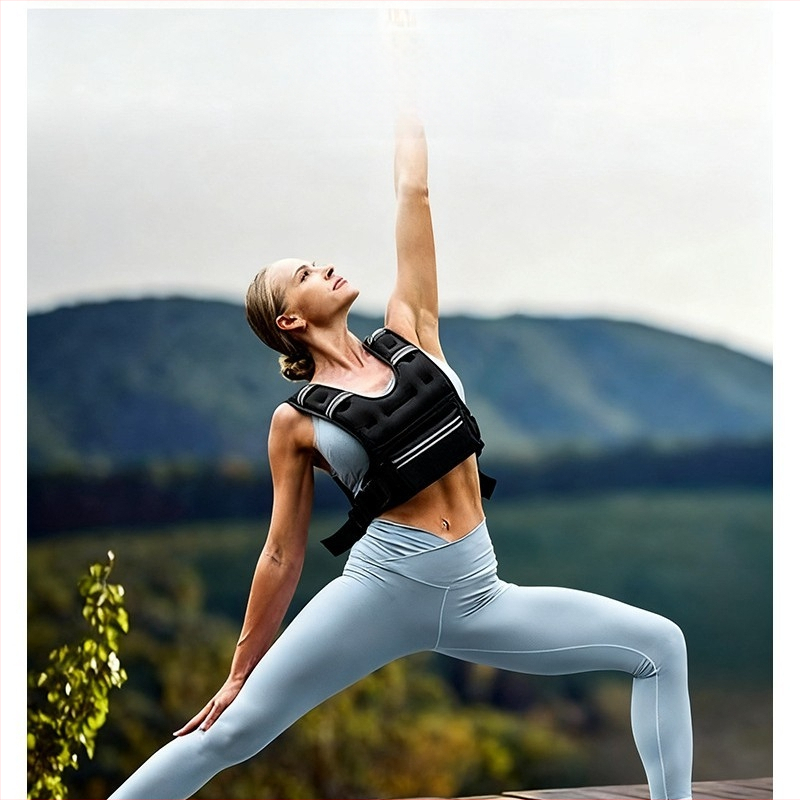 Svorinė liemenė treniruotėms — Neoprenas + geležies smėlis, reguliuojamas svoris, tinkama nakčiai bėgimui, šokinėjimui virve, dviračiu ir jėgos treniruotėms