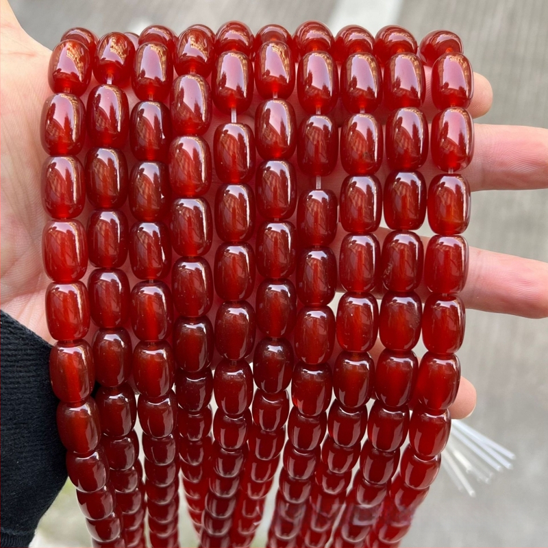 10x14mm 7A crvene ahat cilindrične perle – prirodni crveni ahat, labave perle za DIY nakit