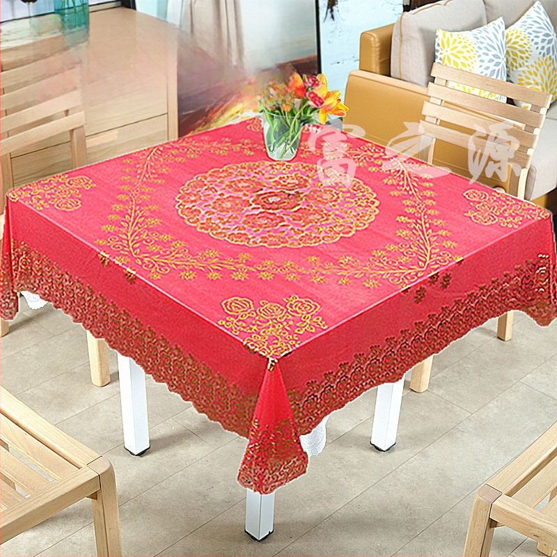 PVC kvadrātiskais galdauta klājs, jauna ķīniešu stila, biezs un ūdensizturīgs, piemērots konferenču galdiem un biroja galdiem (PVC, kvadrātiskais, biezs, ūdensizturīgs)
