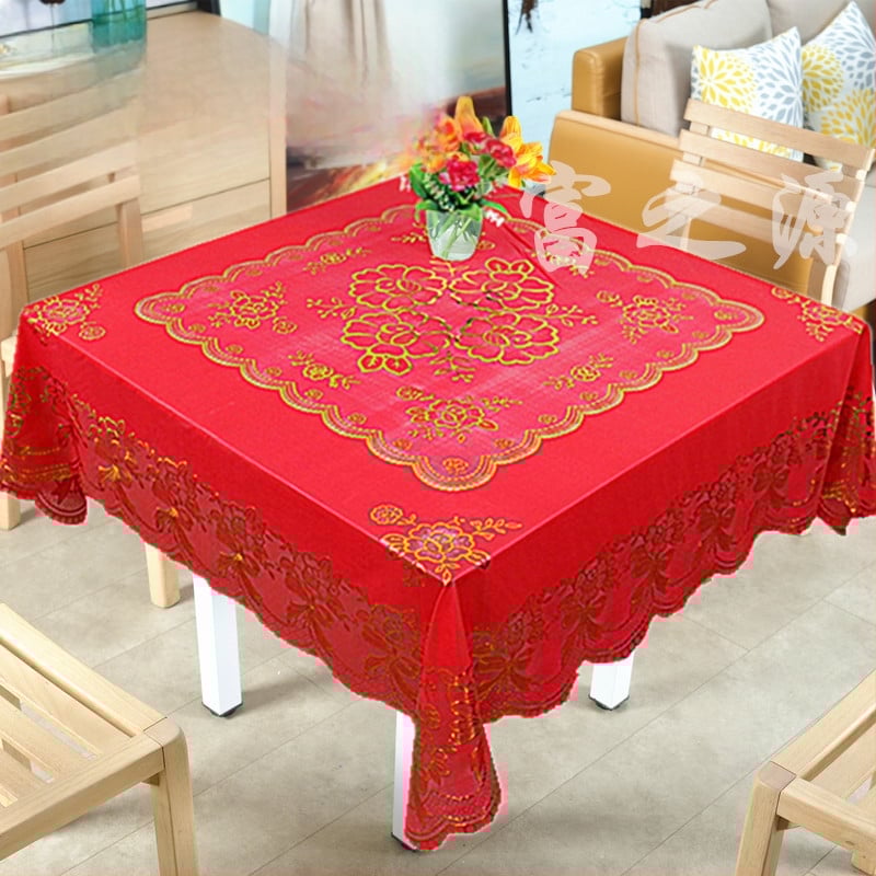 PVC kvadrātiskais galdauta klājs, jauna ķīniešu stila, biezs un ūdensizturīgs, piemērots konferenču galdiem un biroja galdiem (PVC, kvadrātiskais, biezs, ūdensizturīgs)