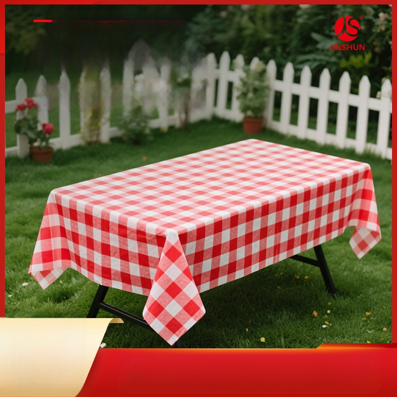 Jinshun τραπεζομάντηλο μίας χρήσης - PEVA, plaid μοτίβο, τετράγωνο σχήμα, πάχος 0,03 mm