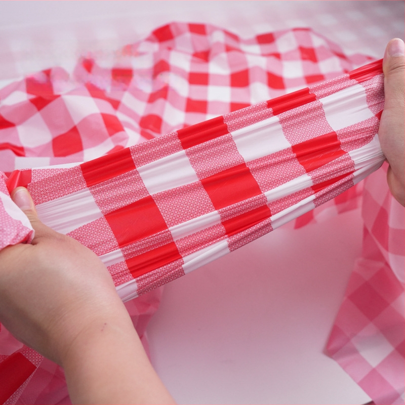 Jinshun τραπεζομάντηλο μίας χρήσης - PEVA, plaid μοτίβο, τετράγωνο σχήμα, πάχος 0,03 mm