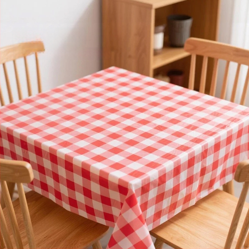 Jinshun τραπεζομάντηλο μίας χρήσης - PEVA, plaid μοτίβο, τετράγωνο σχήμα, πάχος 0,03 mm