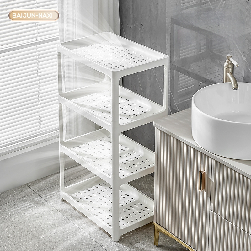 Шкаф за баня за съхранение, пластмасов, матова повърхност, модел 1763, товар 7,5 кг на рафт, модерен минималистичен стил