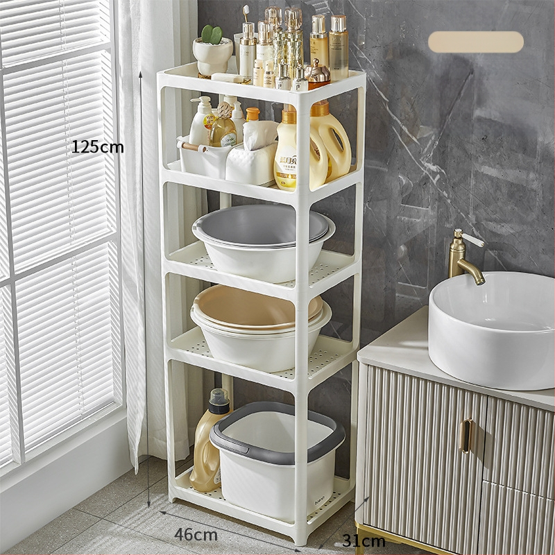 Шкаф за баня за съхранение, пластмасов, матова повърхност, модел 1763, товар 7,5 кг на рафт, модерен минималистичен стил