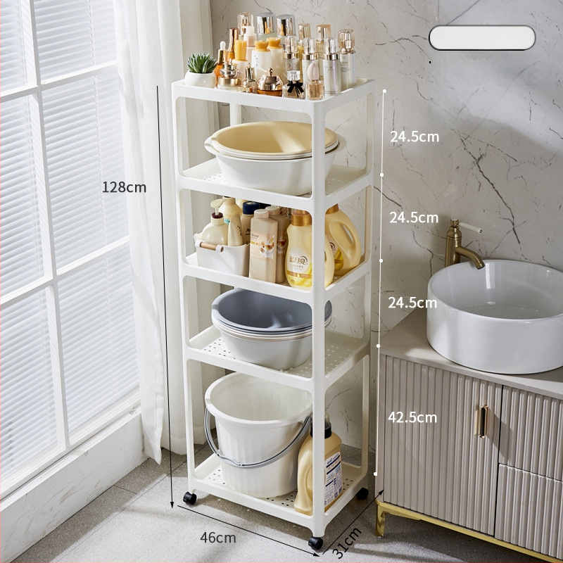 Шкаф за баня за съхранение, пластмасов, матова повърхност, модел 1763, товар 7,5 кг на рафт, модерен минималистичен стил