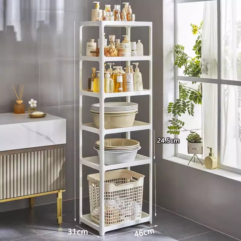 Шкаф за баня за съхранение, пластмасов, матова повърхност, модел 1763, товар 7,5 кг на рафт, модерен минималистичен стил