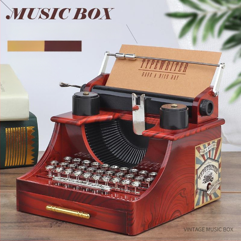 Ретро музикална кутия с пишеща машина – пластмасова, класически стил, бюро-декор с проектор, код 19100959732