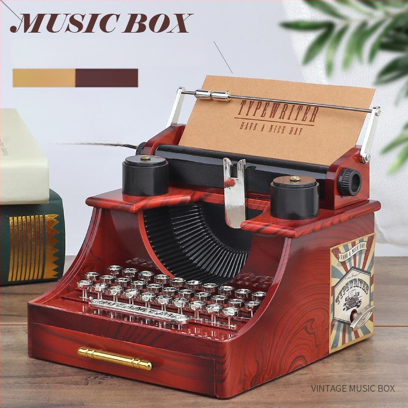 Ретро музикална кутия с пишеща машина и настолен проектор – пластмасова, класически стил, декор за бар и кафене