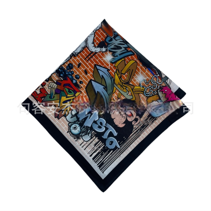 Αθλητικό κασκόλ για το κεφάλι με graffiti στυλ ψηφιακή εκτύπωση, 100% βαμβάκι, τετράγωνο μαντήλι για εξωτερική χρήση, εκτύπωση λογότυπου (100% βαμβάκι; graffiti ψηφιακή εκτύπωση; τετράγωνο μαντήλι; εξωτερική χρήση; εκτύπωση λογότυπου)