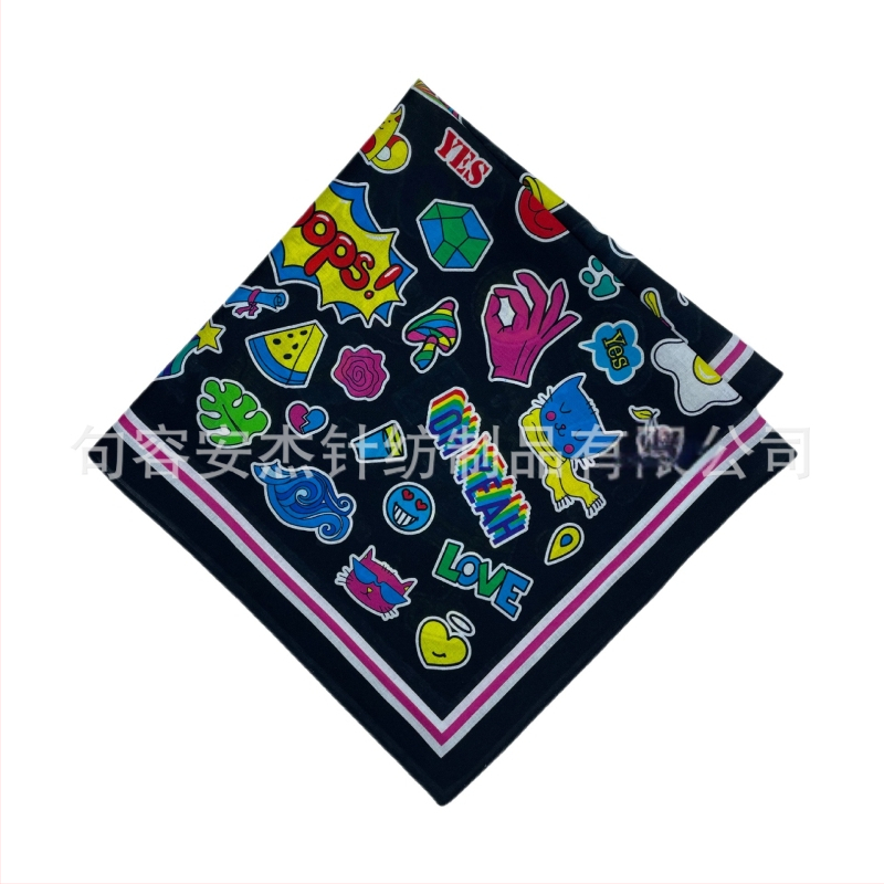 Αθλητικό κασκόλ για το κεφάλι με graffiti στυλ ψηφιακή εκτύπωση, 100% βαμβάκι, τετράγωνο μαντήλι για εξωτερική χρήση, εκτύπωση λογότυπου (100% βαμβάκι; graffiti ψηφιακή εκτύπωση; τετράγωνο μαντήλι; εξωτερική χρήση; εκτύπωση λογότυπου)