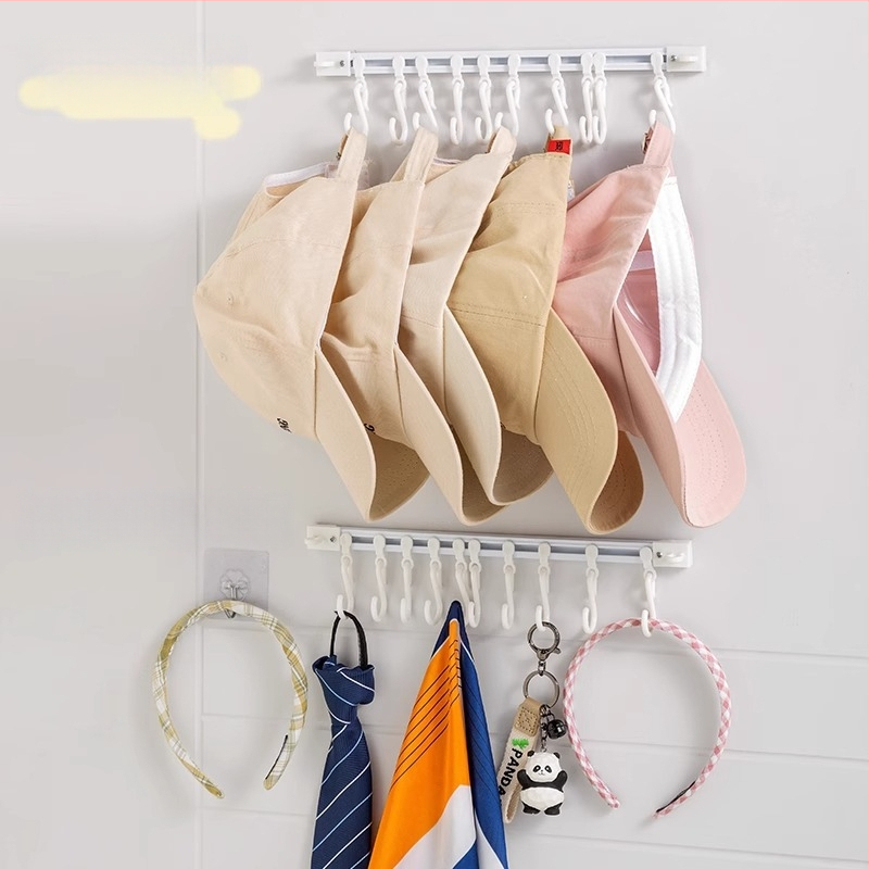 Līmējamais sienas āķis ar vairākiem āķiem, plastmasas, bez urbšanas, mūsdienīgs minimālisma dizains, slodze 5 kg