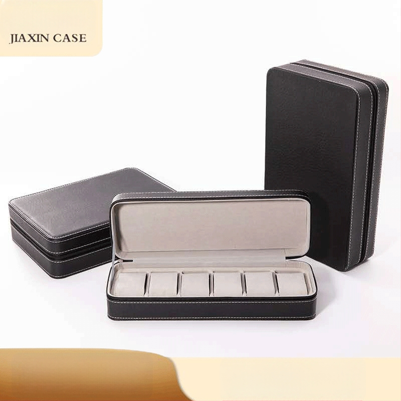 PU кожена кутия за съхранение на часовници с цип – преносима и лека, 6/10/12 отделения