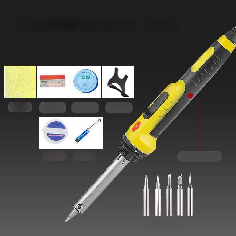 Állítható hőmérsékletű, nagy teljesítményű elektromos forrasztó készlet rozsdamentes acélból, alkalmas csatlakozók és vezetékek forrasztására