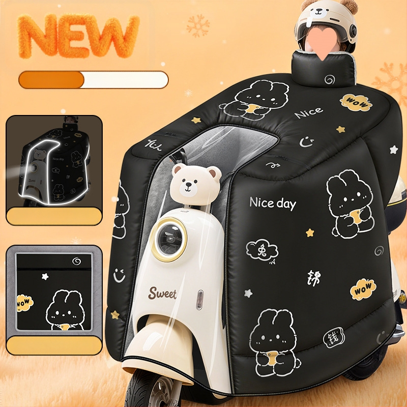 Pelerină anti-vânt pentru motociclete electrice, acoperire completă, fleece de iarnă, țesătură cu proprietăți hidro-rezistente