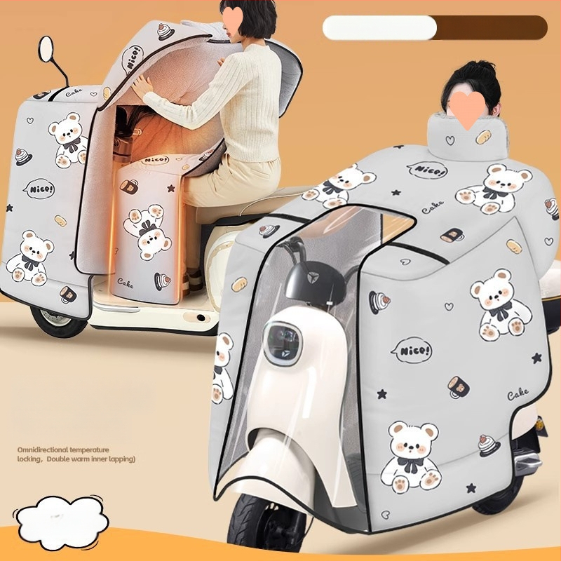 Pelerină anti-vânt pentru motociclete electrice, acoperire completă, fleece de iarnă, țesătură cu proprietăți hidro-rezistente