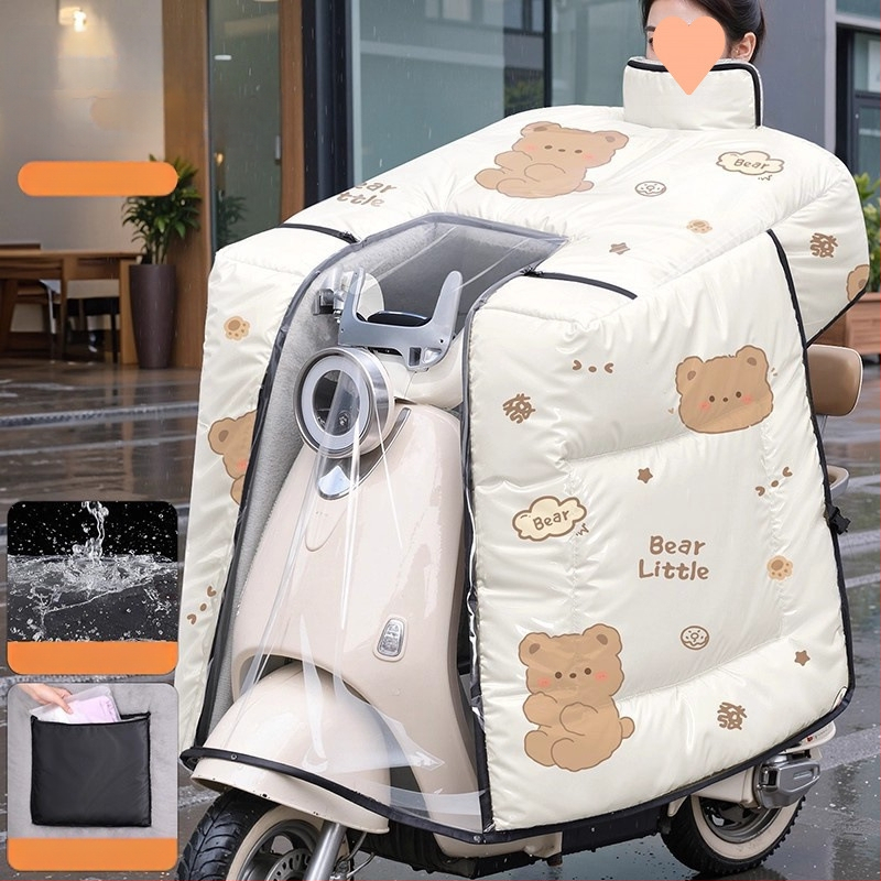 Pelerină anti-vânt pentru motociclete electrice, acoperire completă, fleece de iarnă, țesătură cu proprietăți hidro-rezistente