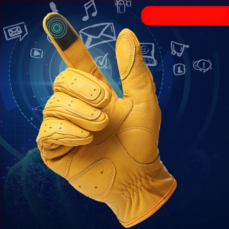 Motocikla cimdi no liellapu ādas, universāls, visas sezonas, pretslīdēšana, tie-dye apstrāde