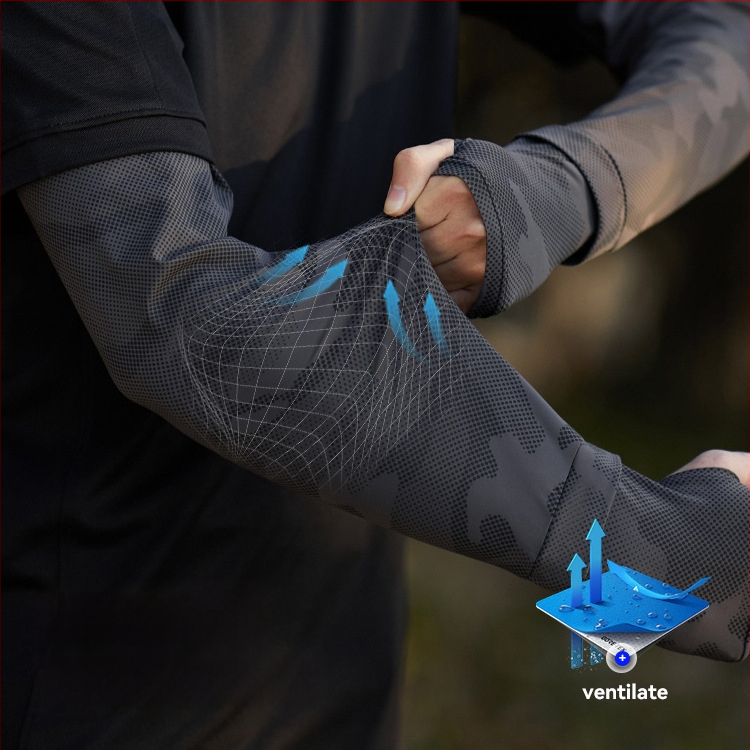 Dviračio rankos užvalkalai iš Ice Silk – kvėpuojantys, UV apsauga, laisvas kirpimas, poliesterio audinys