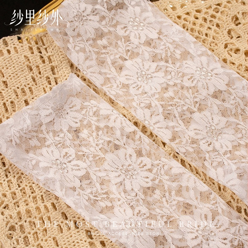 Ilgos tinklinės nuotakos pirštinės – originalus dizainas, moteriškas dekoratyvinis aksesuaras visoms sezonoms