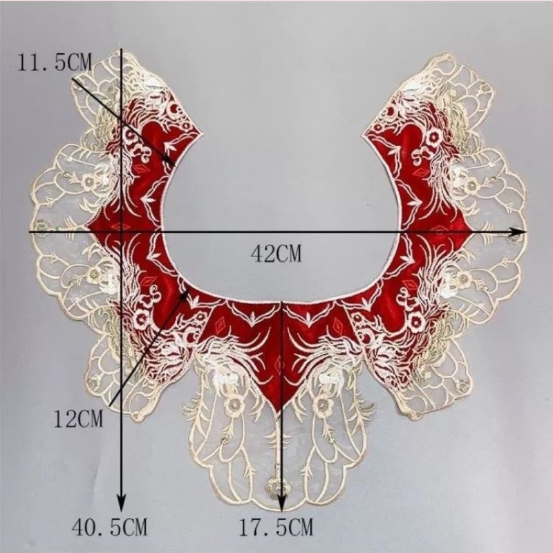 Šaliko aksesuarai: netikras kaklo, įkvėptos Hanfu, siuvinėta debesų pečių viršūnė (polistiero siūlai; vasara; 2025 vasara; be pritaikymo; sandėlyje)