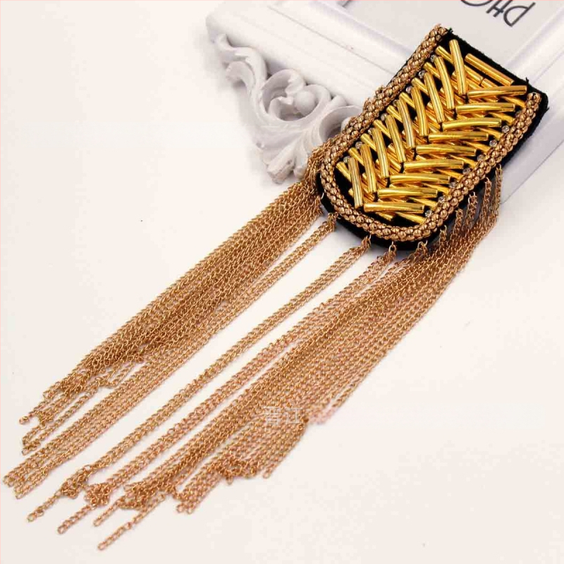 Epauletės su kutais drabužiams – Korejos stiliaus, unisex, elektroplatinavimas metall, krištolai, lydinys su dirbtiniais brangakmeniais, galimas pritaikymas