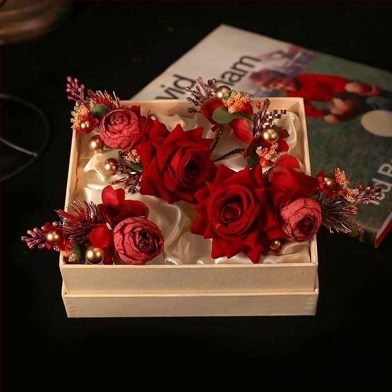 Vintage plaukų aksesuarų rinkinys vaikams, audinio medžiaga, plaukų segtukai, augalų ir gėlių raštas, 2025 m. pavasario leidimas